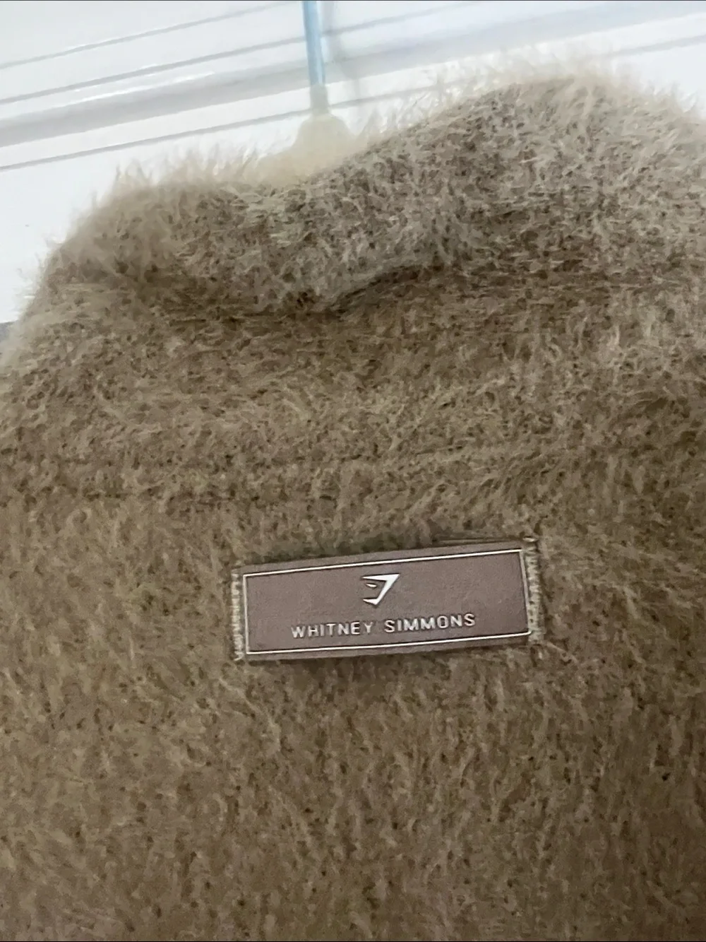 Whitney Simmons For Gymshark Taupe Fuzzy Zip-Up Teddy Jacket